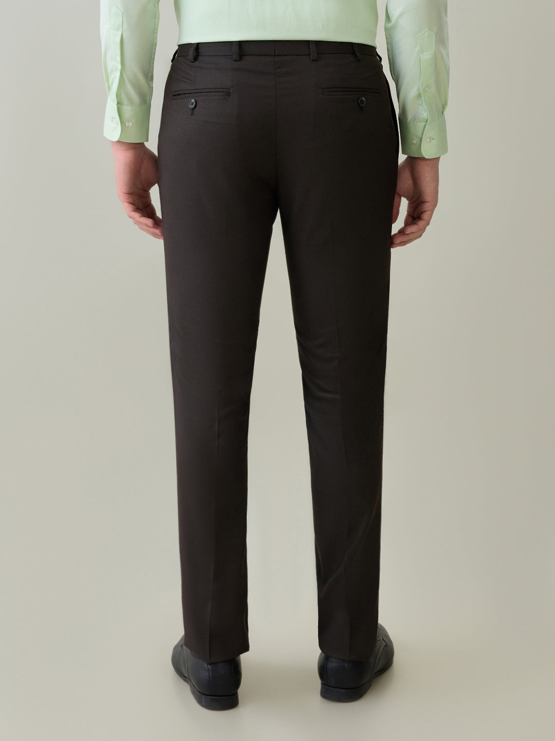 Raymond Men Brown Structure Slim Fit Polyester Blend Trouser