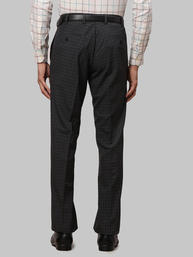 Raymond Grey Solid Contemporary Fit Polyester Blend Trouser
