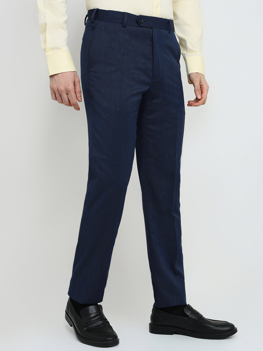 Raymond Men Blue Twill Contemporary Fit Polyester Blend Trouser