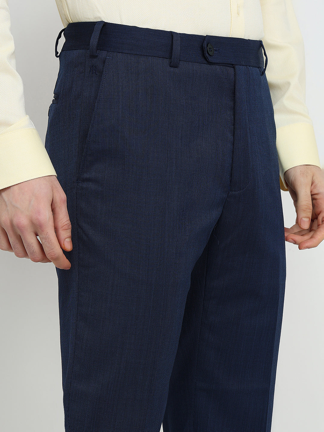 Raymond Men Blue Twill Contemporary Fit Polyester Blend Trouser