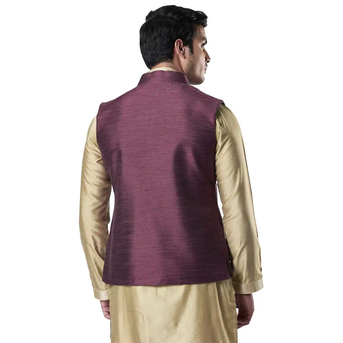 Men Purple Polyester Blend Bundi