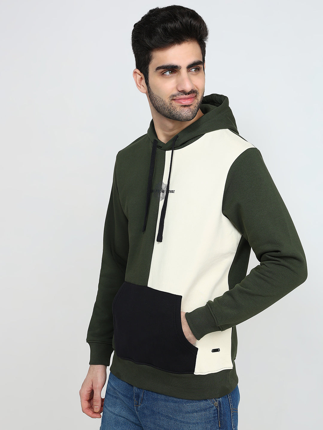 Parx Men Green Cut & Sew Regular Fit Cotton Blend Sweatshirt