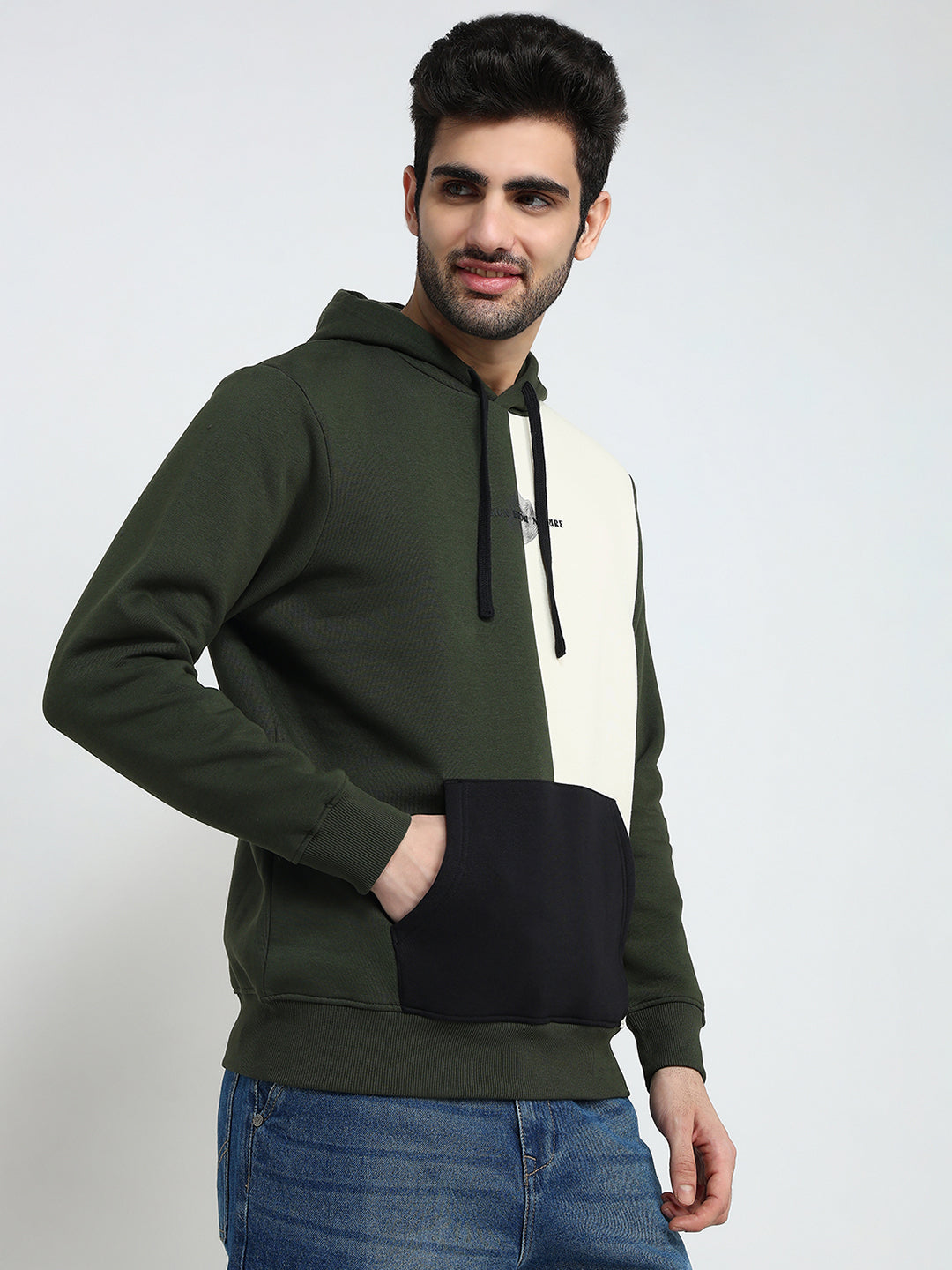 Parx Men Green Cut & Sew Regular Fit Cotton Blend Sweatshirt
