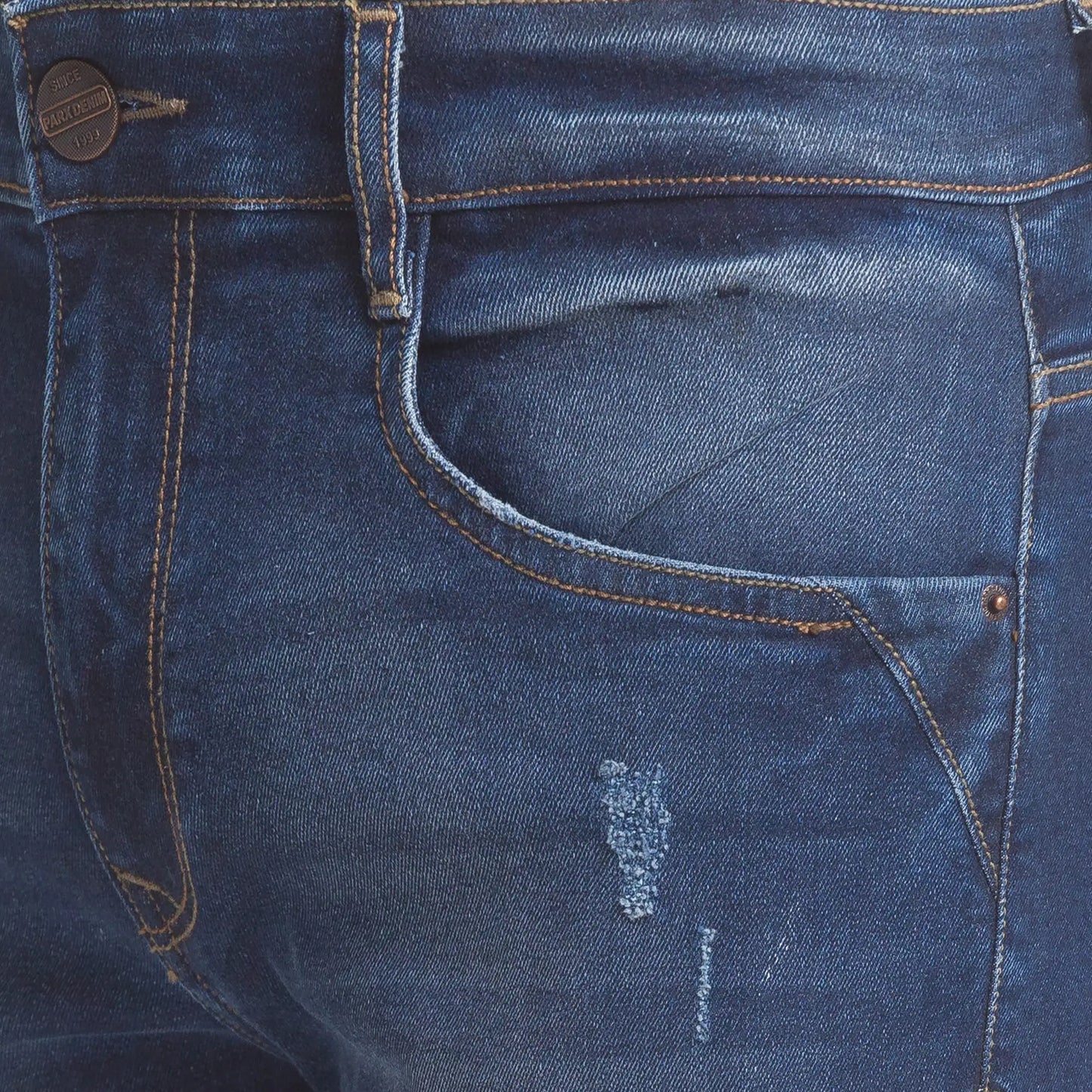 Men Blue Skinny Cropped Fit Plain Cotton Blend Jeans