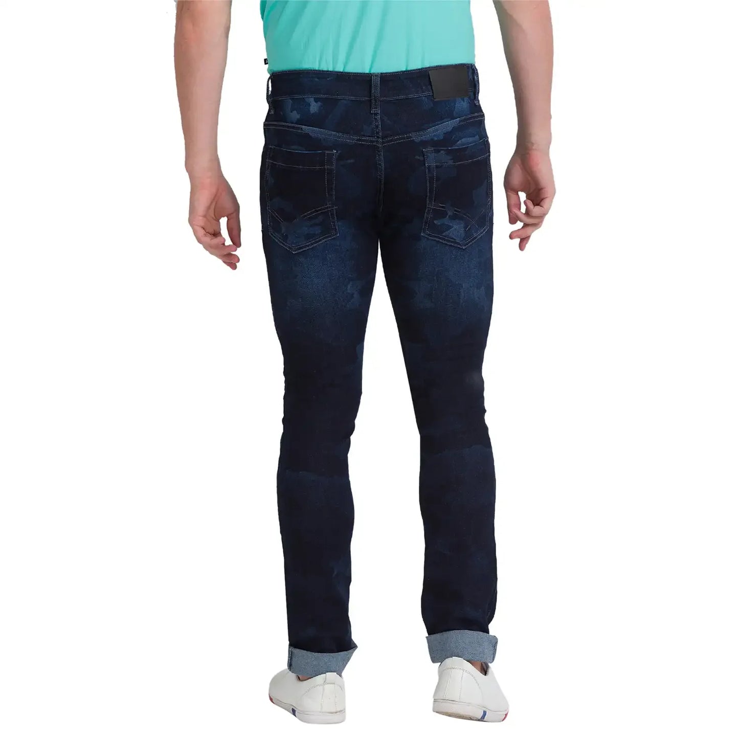 Men Blue Skinny Cropped Fit Twill Cotton Blend Jeans