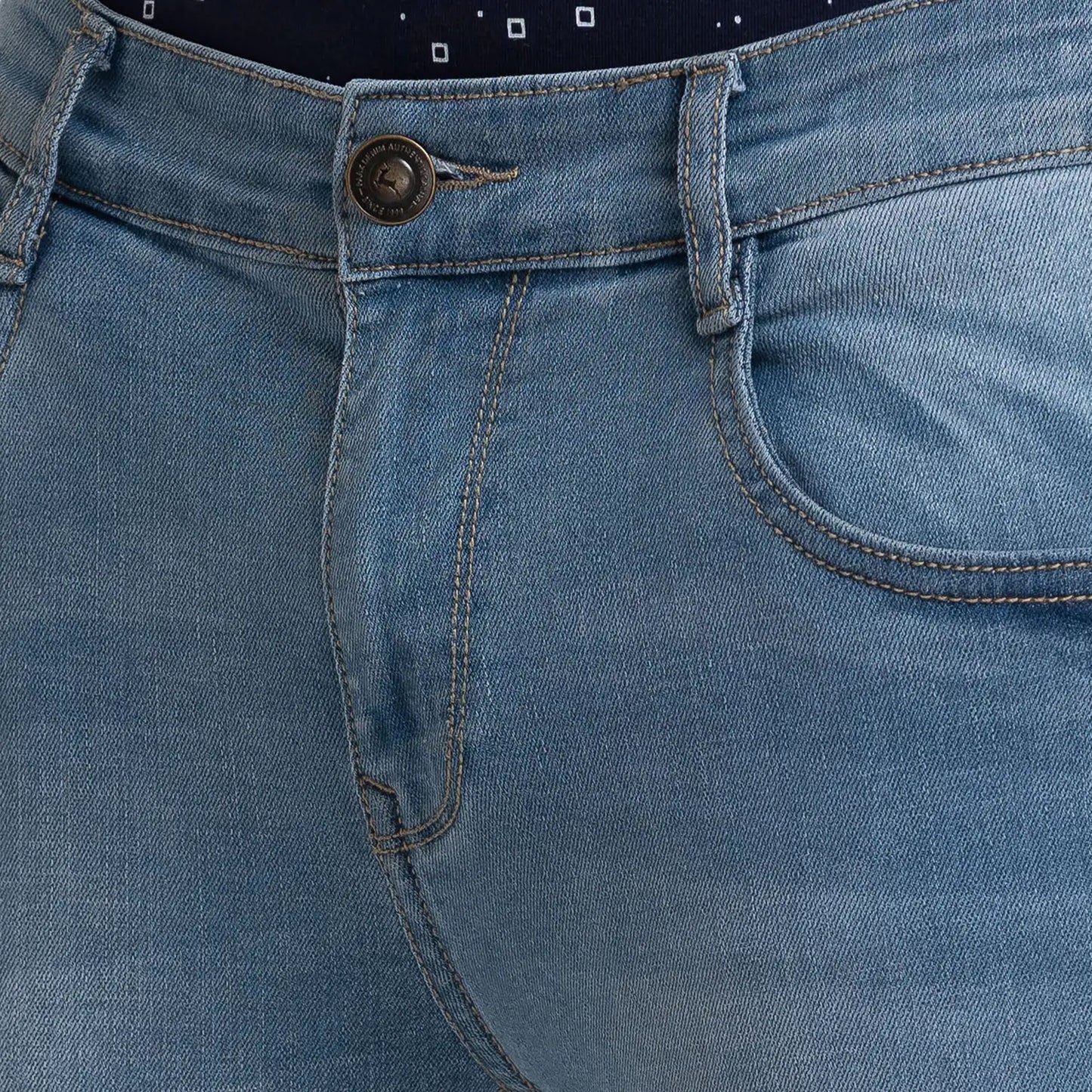 Men Blue Skinny Cropped Fit Twill Cotton Blend Jeans