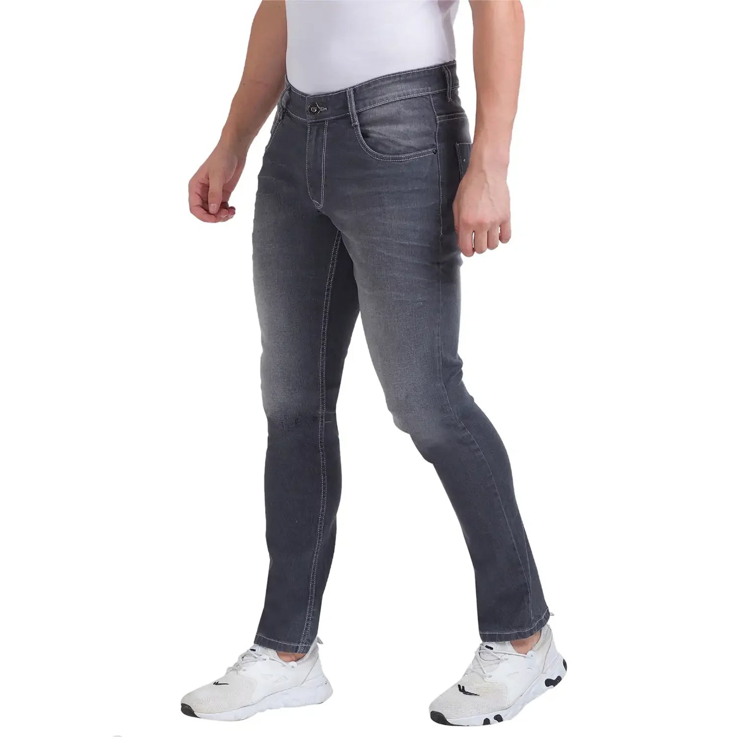 Men Grey Skinny Cropped Fit Twill Cotton Blend Jeans