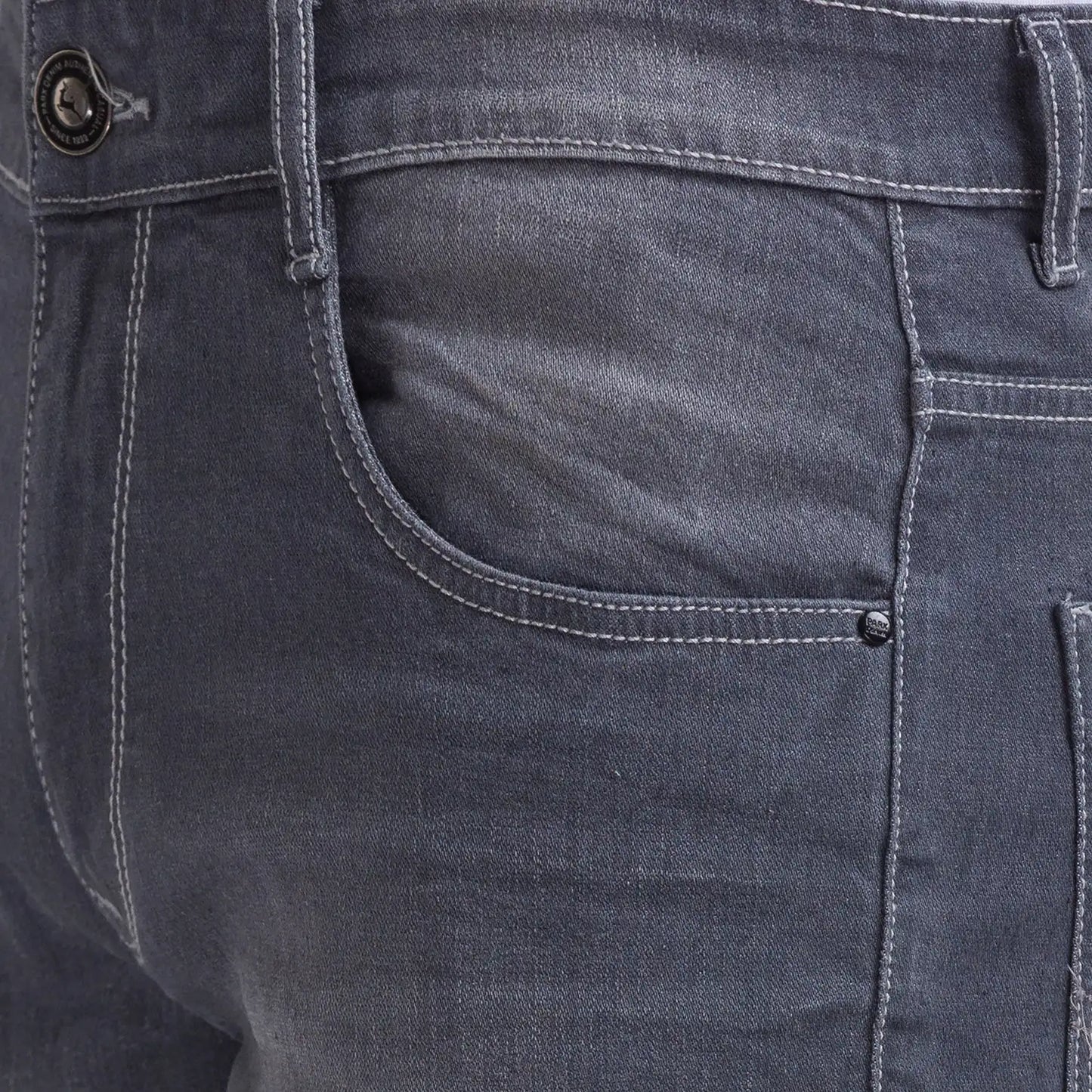 Men Grey Skinny Cropped Fit Twill Cotton Blend Jeans