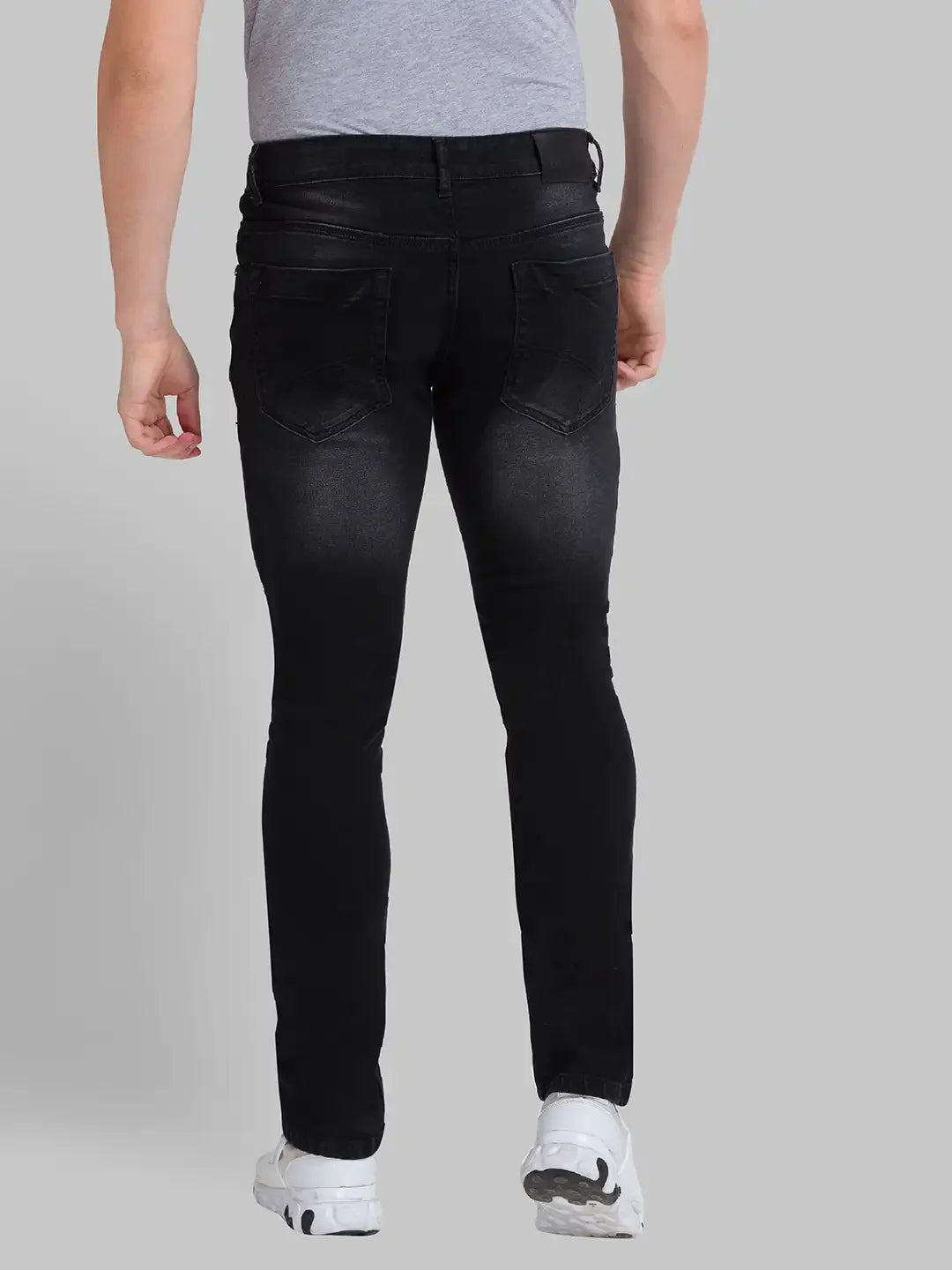 Men Black Skinny Cropped Fit Twill Cotton Blend Jeans