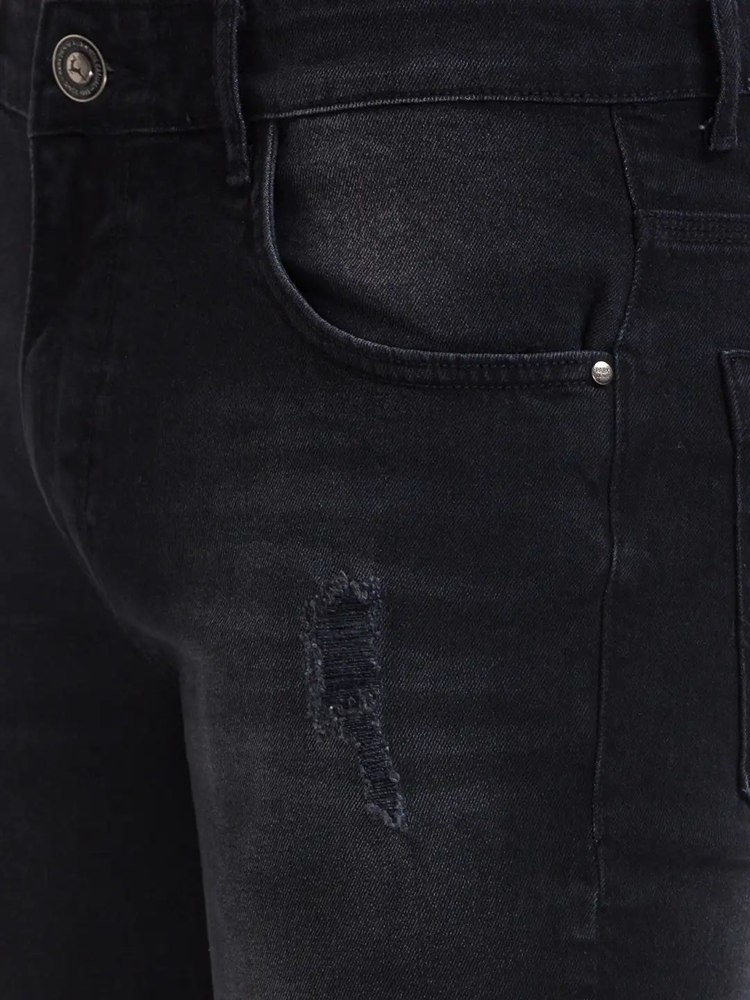 Men Black Skinny Cropped Fit Twill Cotton Blend Jeans