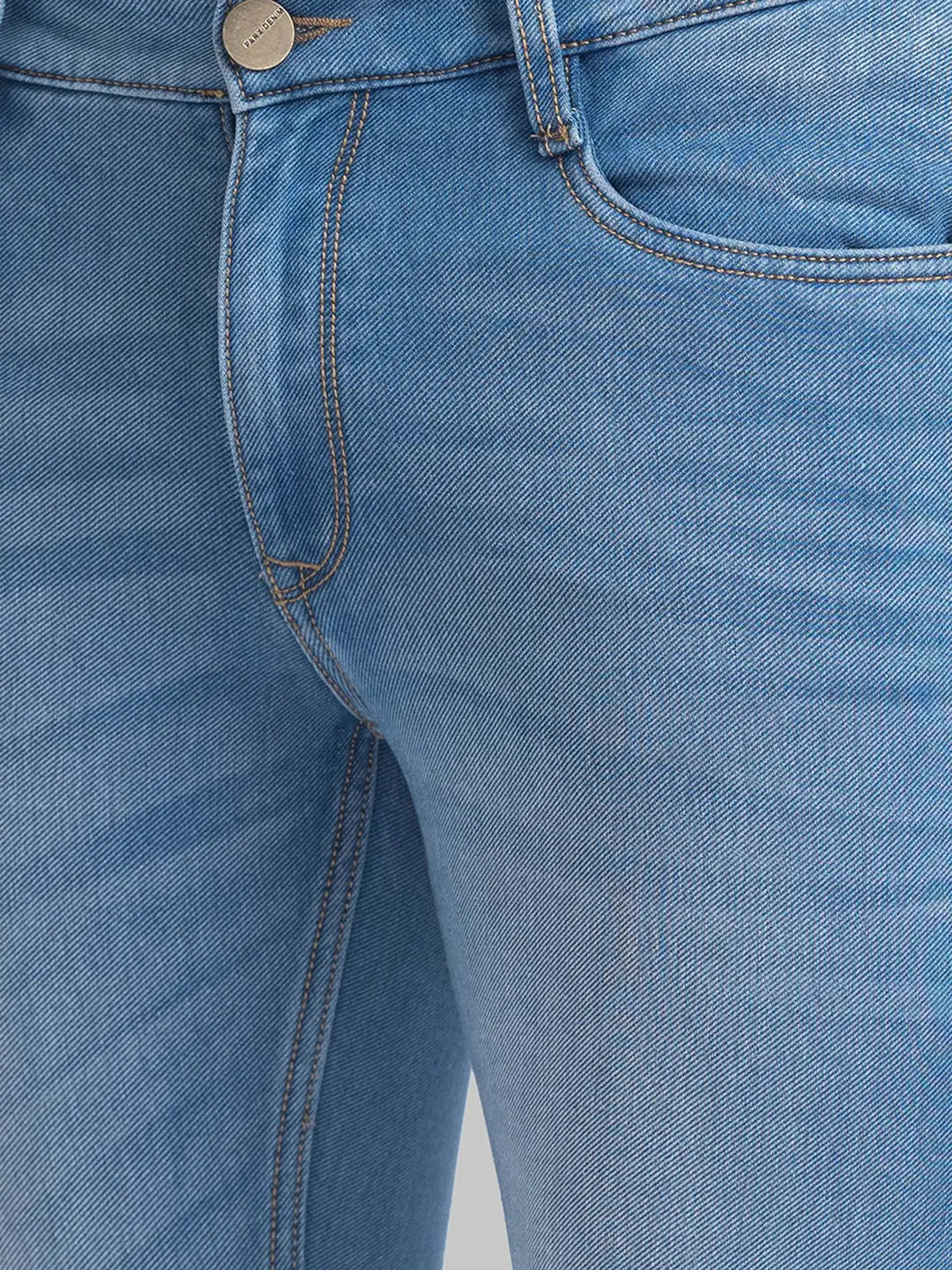 Men Blue Skinny Cropped Fit Plain Cotton Blend Jeans