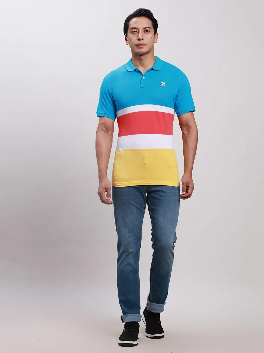 Parx Men Blue Plain Slim Tapered Fit Cotton Blend Jeans