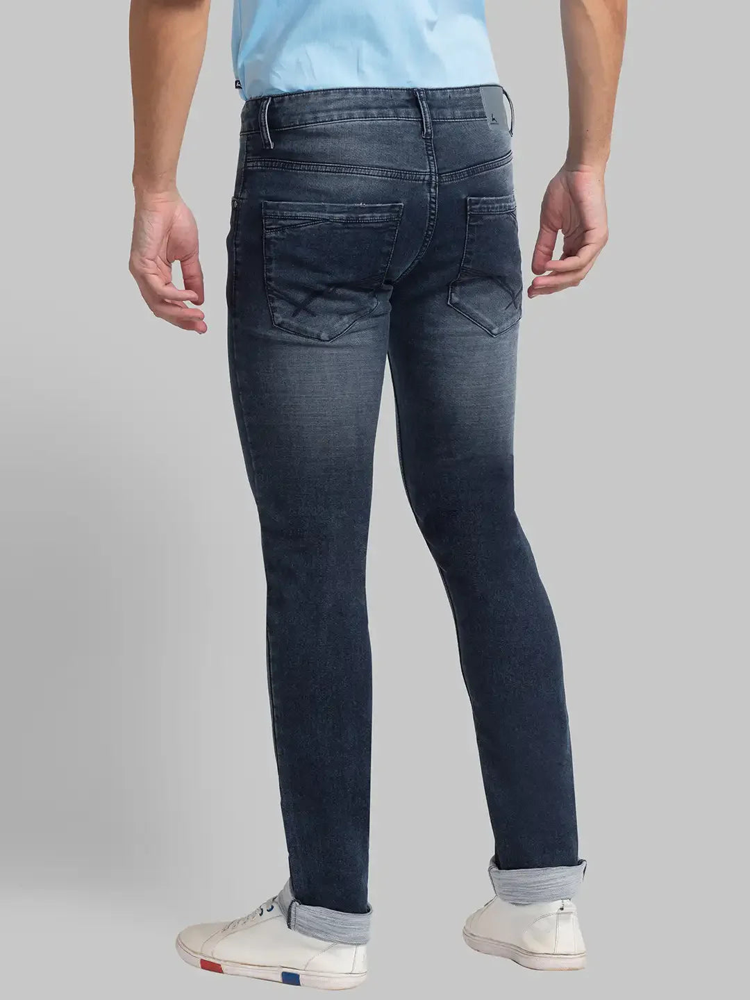 Men Blue Slim Tapered Fit Plain Cotton Blend Jeans
