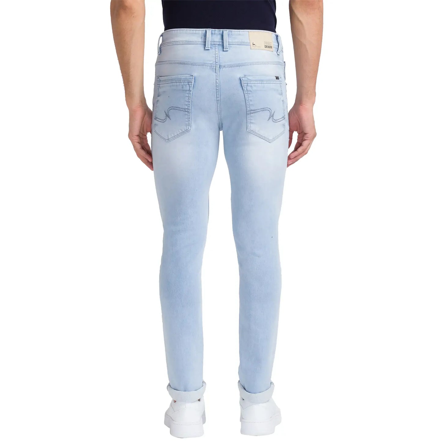 Men Blue Slim Tapered Fit Dobby Cotton Blend Jeans