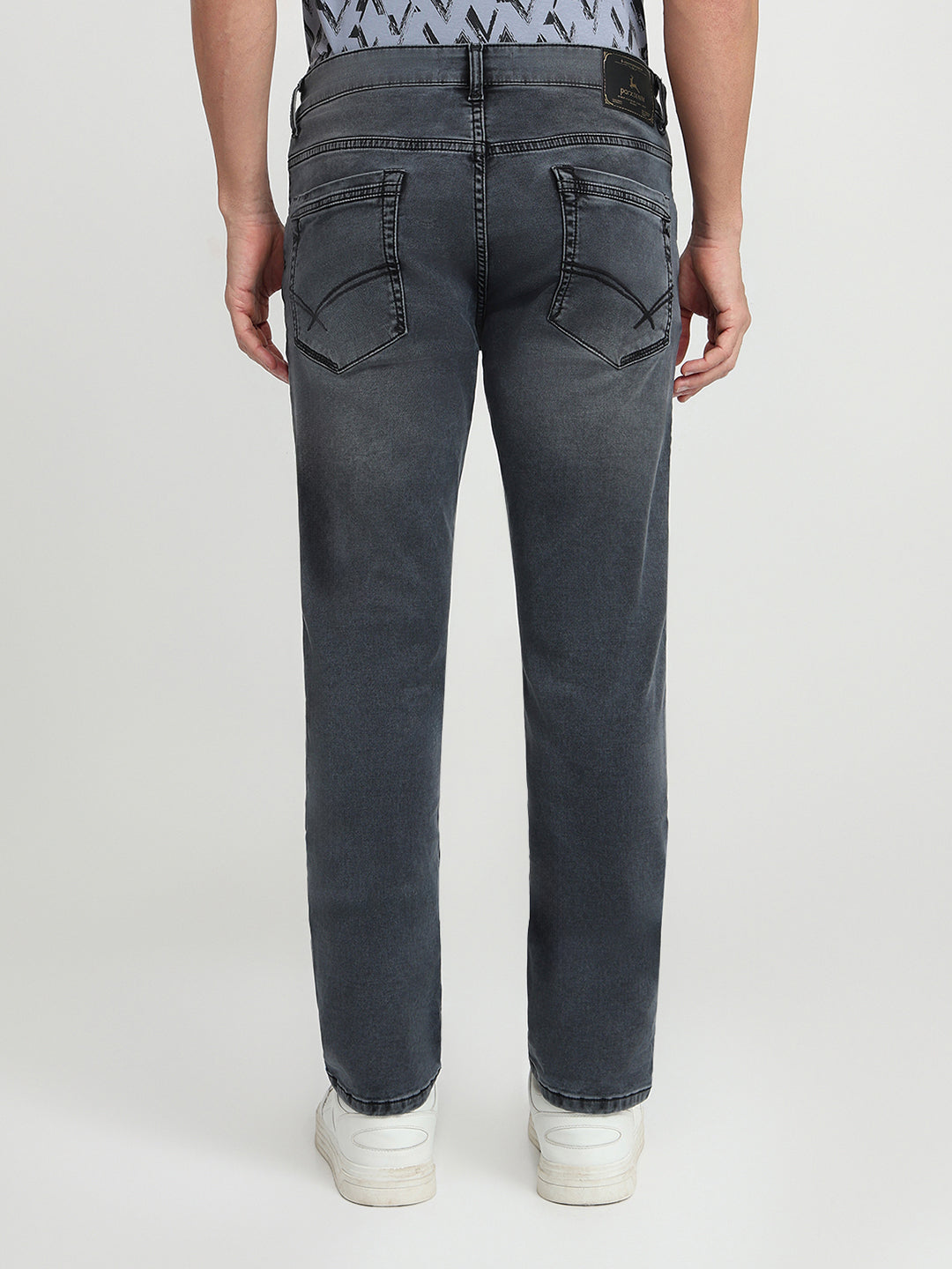 Parx Men Black Dobby Slim Tapered Fit Cotton Blend Jeans