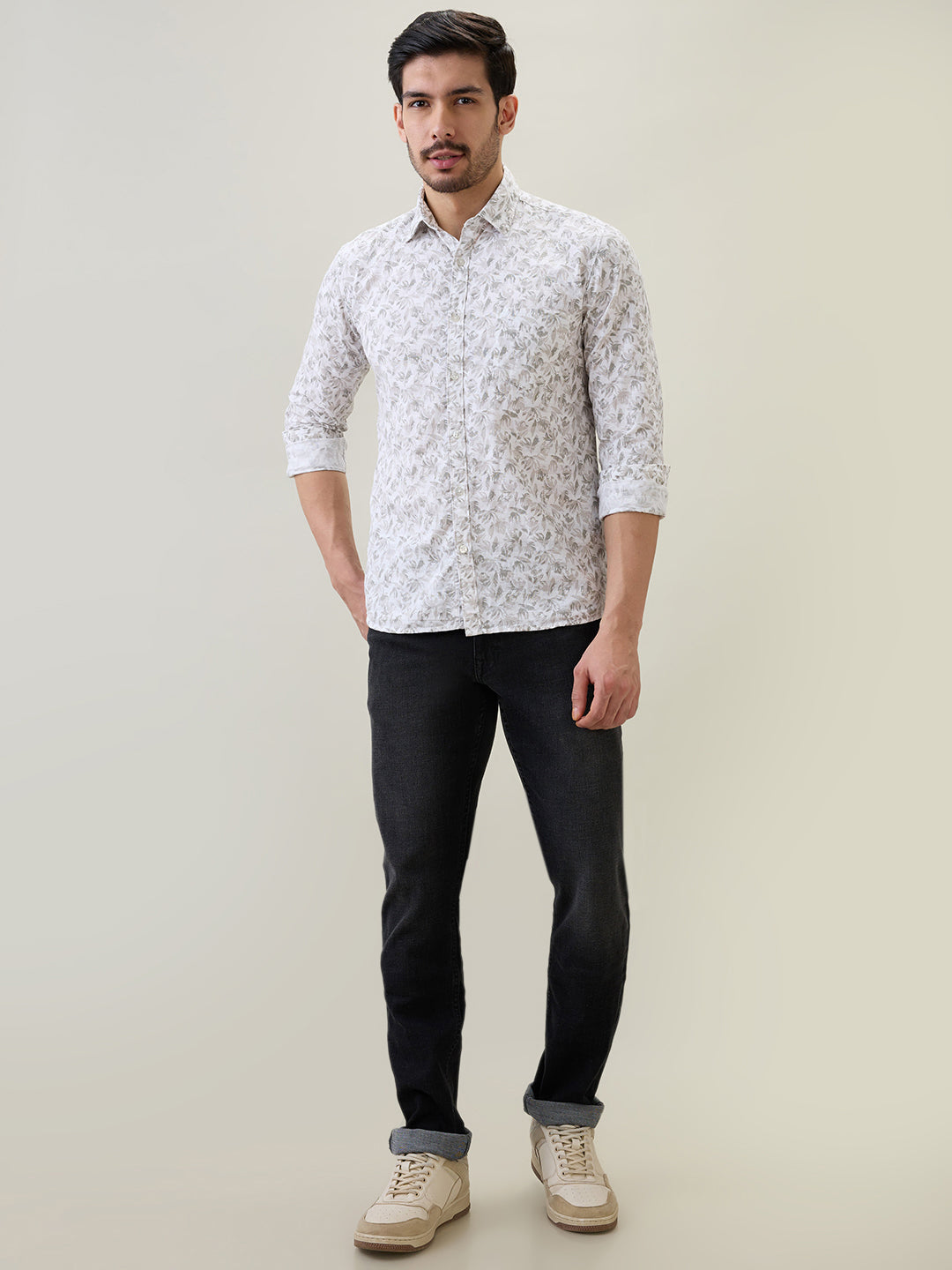 Parx Men Grey Knitted Slim Tapered Fit Cotton Blend Jeans