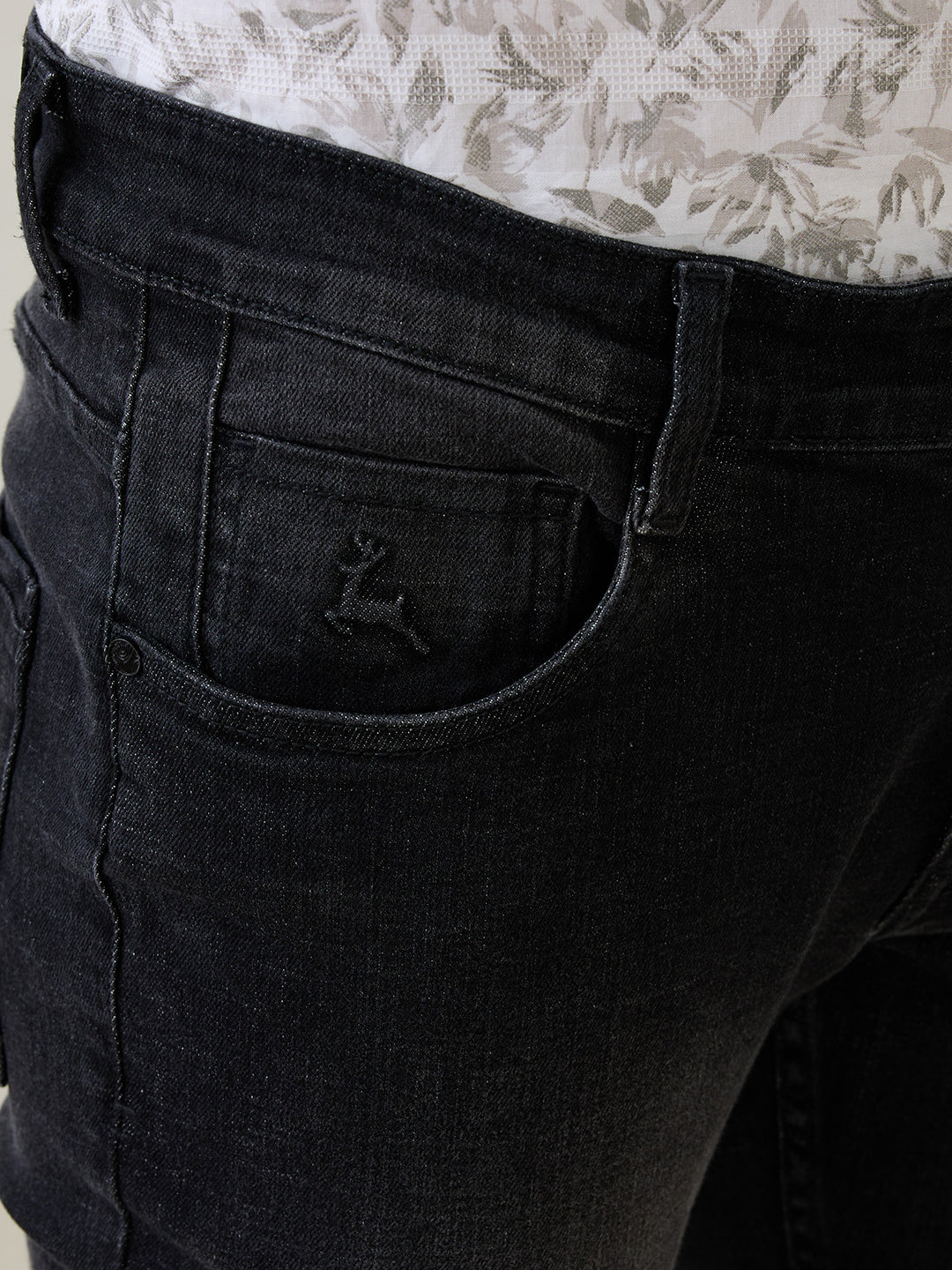 Parx Men Grey Knitted Slim Tapered Fit Cotton Blend Jeans