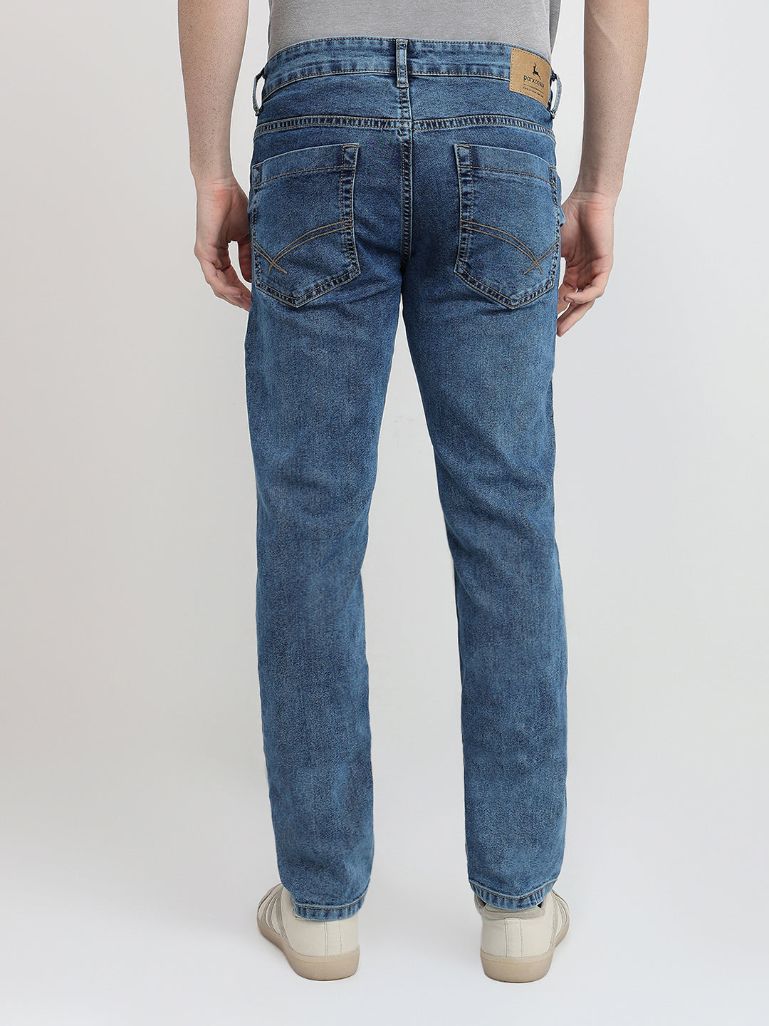 Parx Men Blue Twill Slim Tapered Fit Cotton Blend Jeans