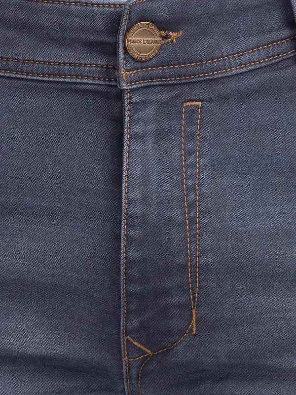 Men Grey Slim Fit Dobby Cotton Blend Jeans