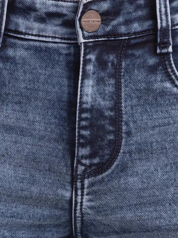 Men Blue Skinny Cropped Fit Dobby Cotton Blend Jeans