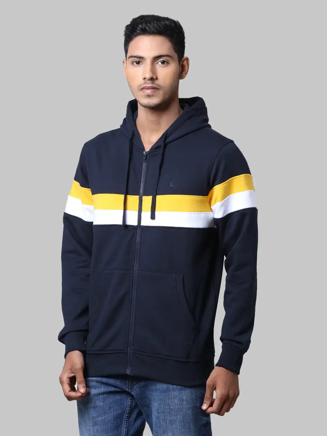 Men Blue Regular Fit Cut & Sew Cotton Polyester Blend Sweatshirts