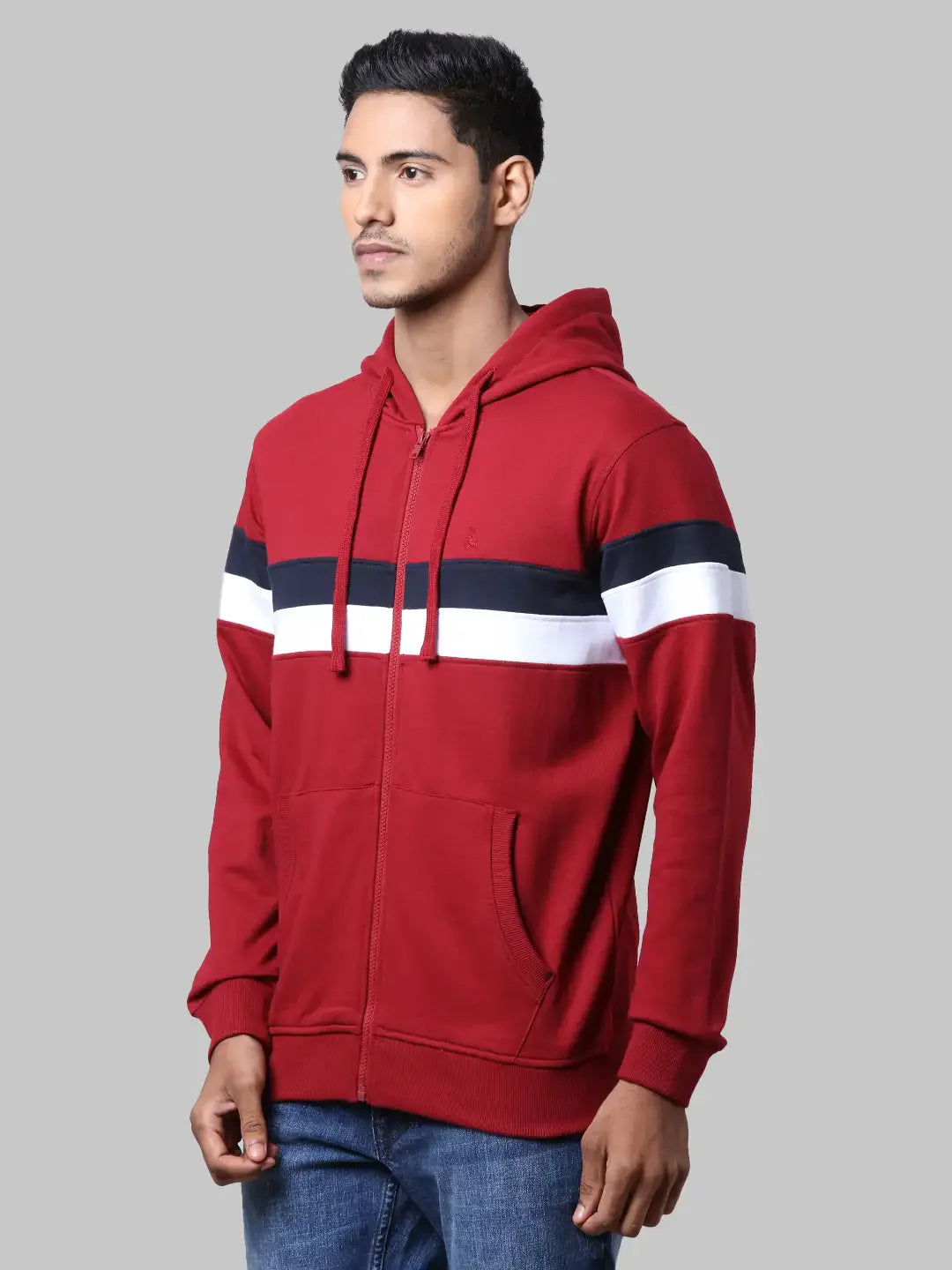 Parx Men Maroon Regular Fit Cut & Sew Cotton Polyester Blend Sweatshirt