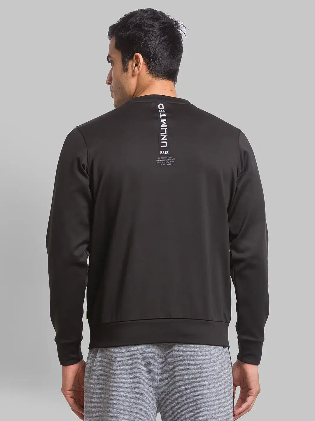 Men Black Regular Fit Graphic Cotton Polyester Blend Sweatshirts