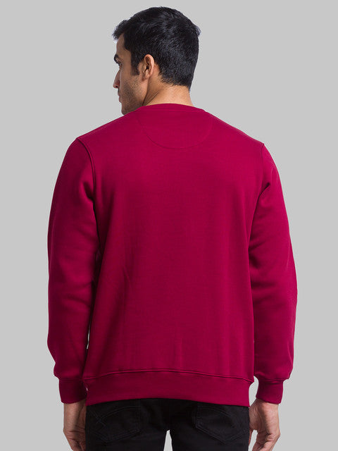 Parx Men Maroon Regular Fit Solid Round Neck Sweatshirt