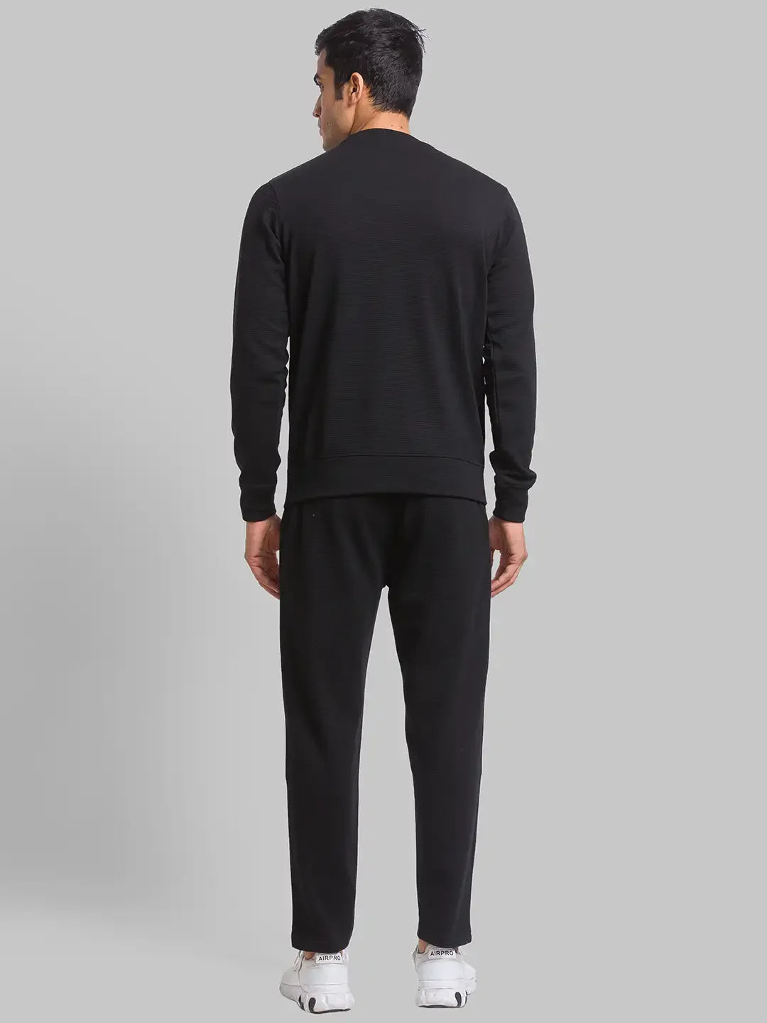 Men Black Regular Fit Cut & Sew Cotton Polyester Blend Sweatshirts