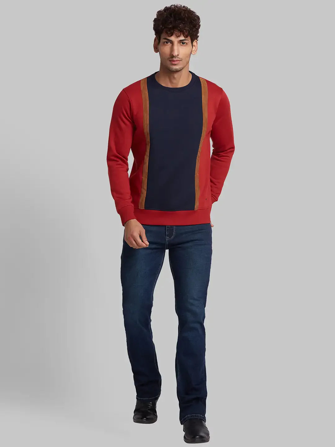 Parx Men Orange Regular Fit Cut & Sew Cotton Blend Sweatshirt