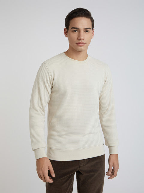 Parx Men White Structure Regular Fit Cotton Sweatshirt