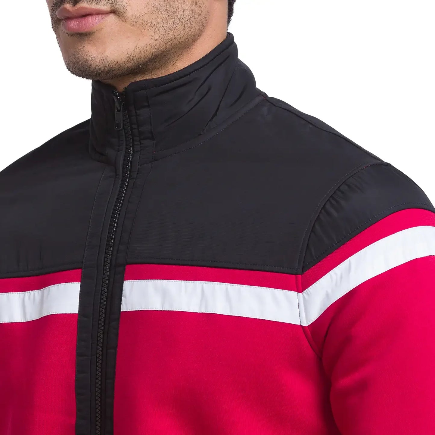 Men Red Regular Fit Cut & Sew Cotton Polyester Blend Sweatshirts