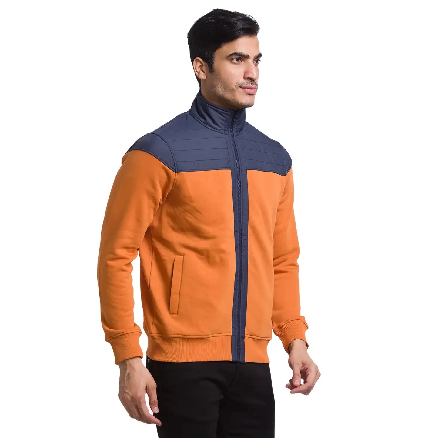 Men Yellow Regular Fit Cut & Sew Cotton Polyester Blend Sweatshirts