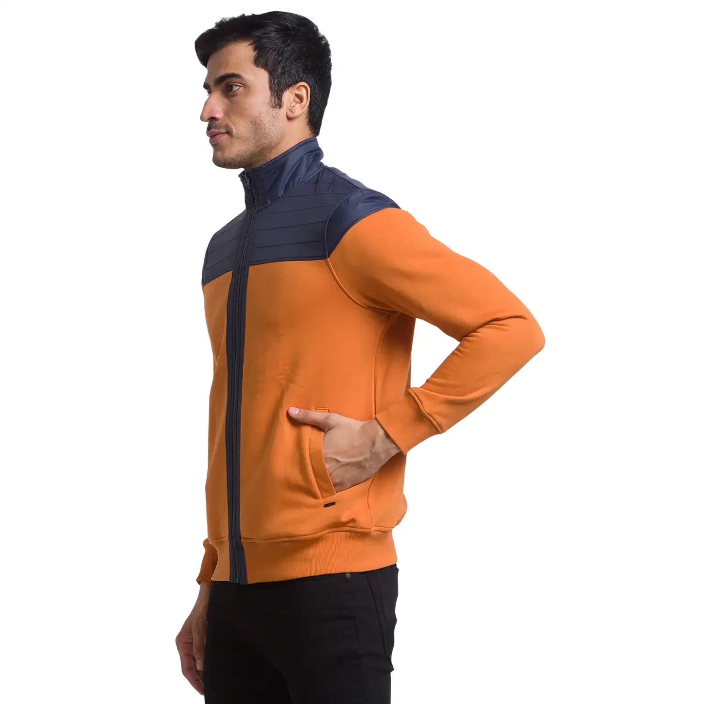 Men Yellow Regular Fit Cut & Sew Cotton Polyester Blend Sweatshirts