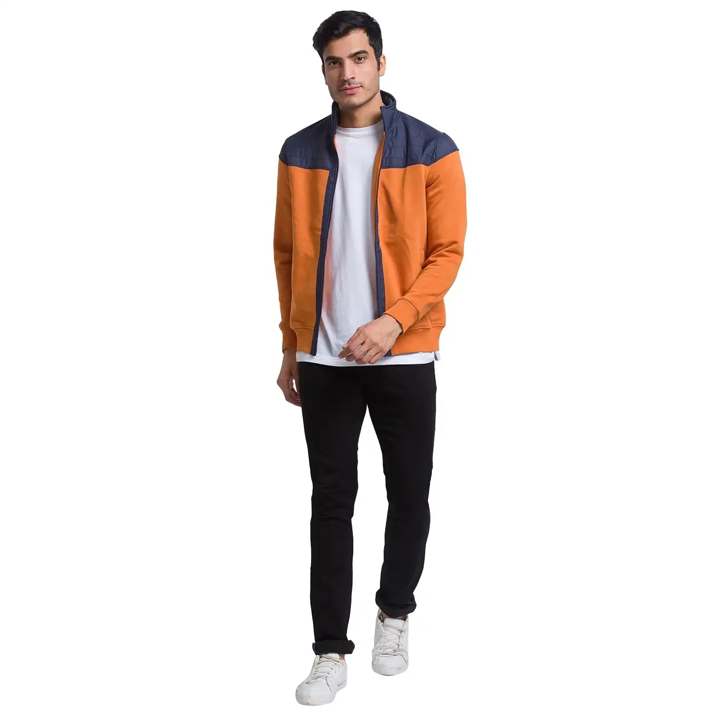 Men Yellow Regular Fit Cut & Sew Cotton Polyester Blend Sweatshirts