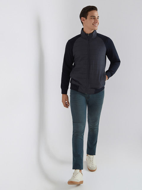 Parx Men Blue Cut & Sew Regular Fit Cotton Blend Sweatshirt