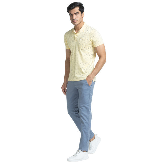 Parx Men Yellow Printed Regular Fit Half Sleeve Polo Neck T-Shirt