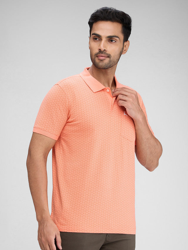 Parx Orange Printed Regular Fit Cotton T-Shirt