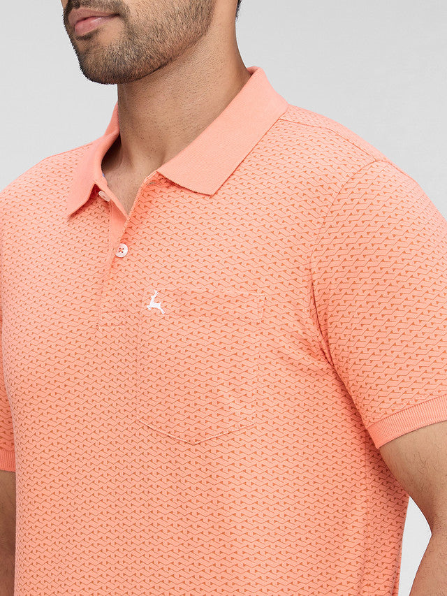 Parx Orange Printed Regular Fit Cotton T-Shirt