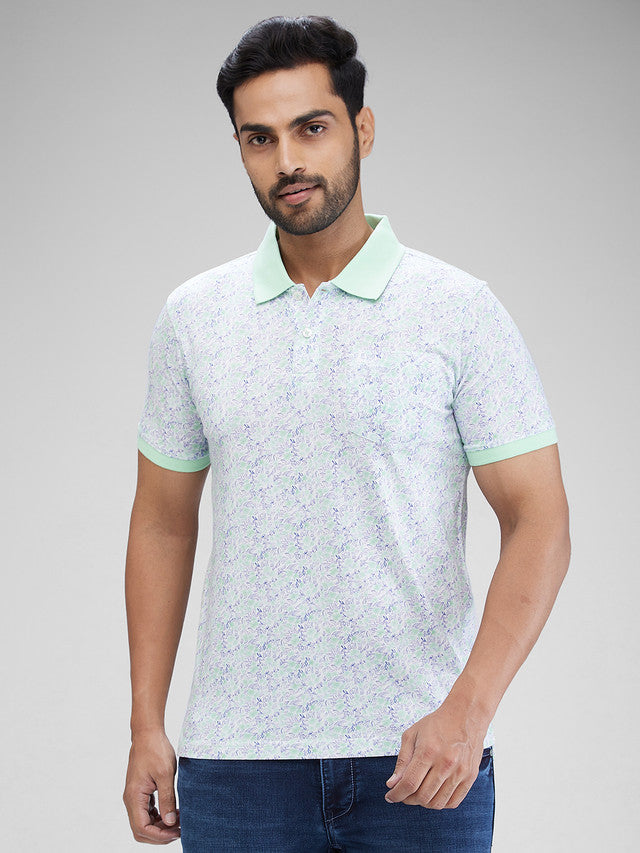 Parx Green Printed Regular Fit Cotton T-Shirt