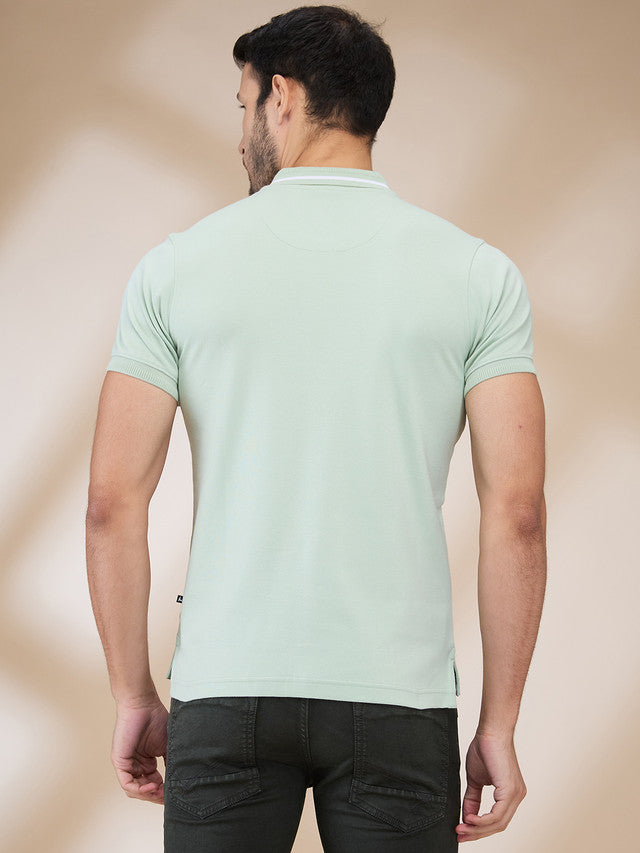 Parx Men Green Solid Regular Fit Cotton T-Shirt