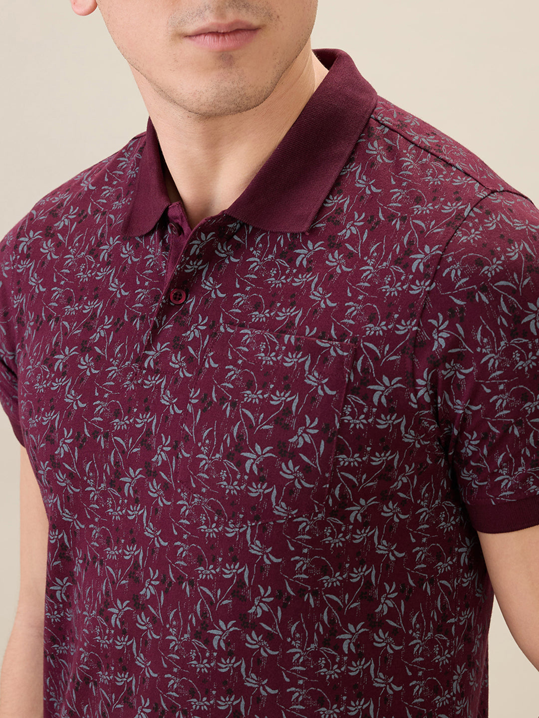 Parx Men Purple Printed Regular Fit Cotton Blend Half Sleeve T-Shirt