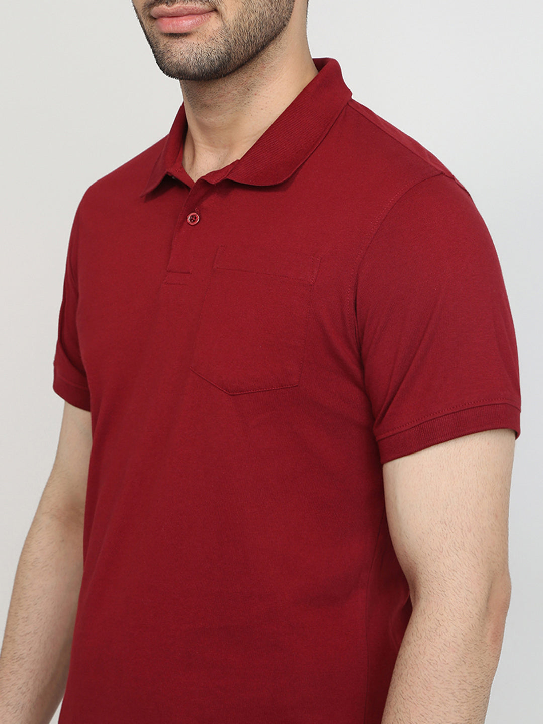Parx Men Maroon Solid Regular Fit Cotton Blend T-Shirt