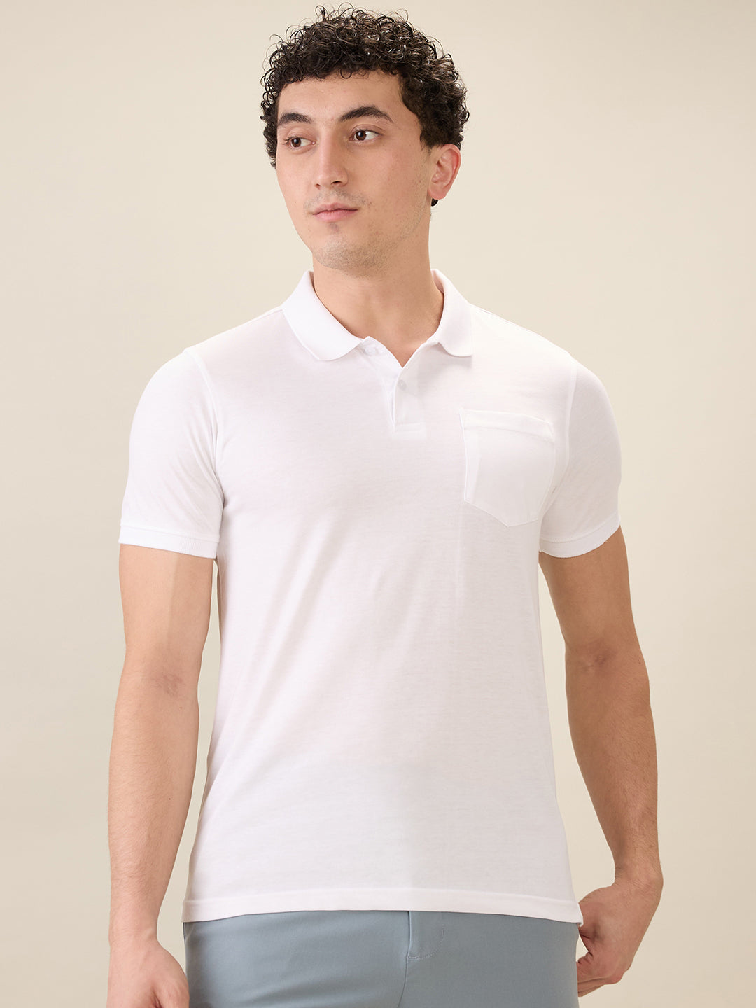 Parx Men White Solid Regular Fit Cotton Blend Half Sleeve T-Shirt