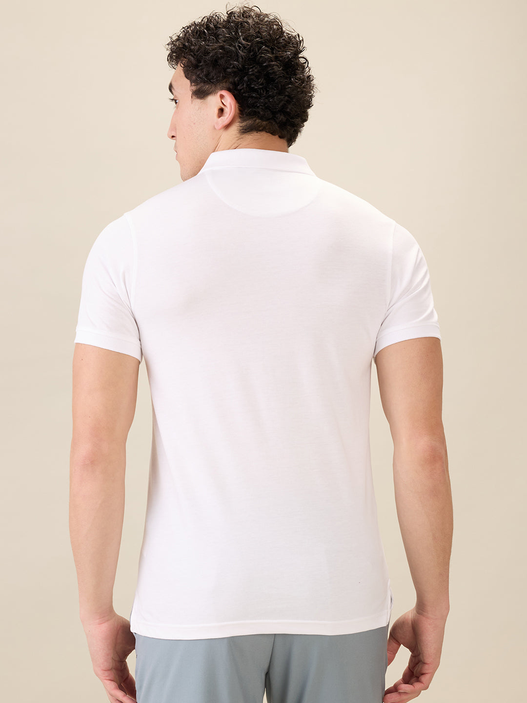 Parx Men White Solid Regular Fit Cotton Blend Half Sleeve T-Shirt