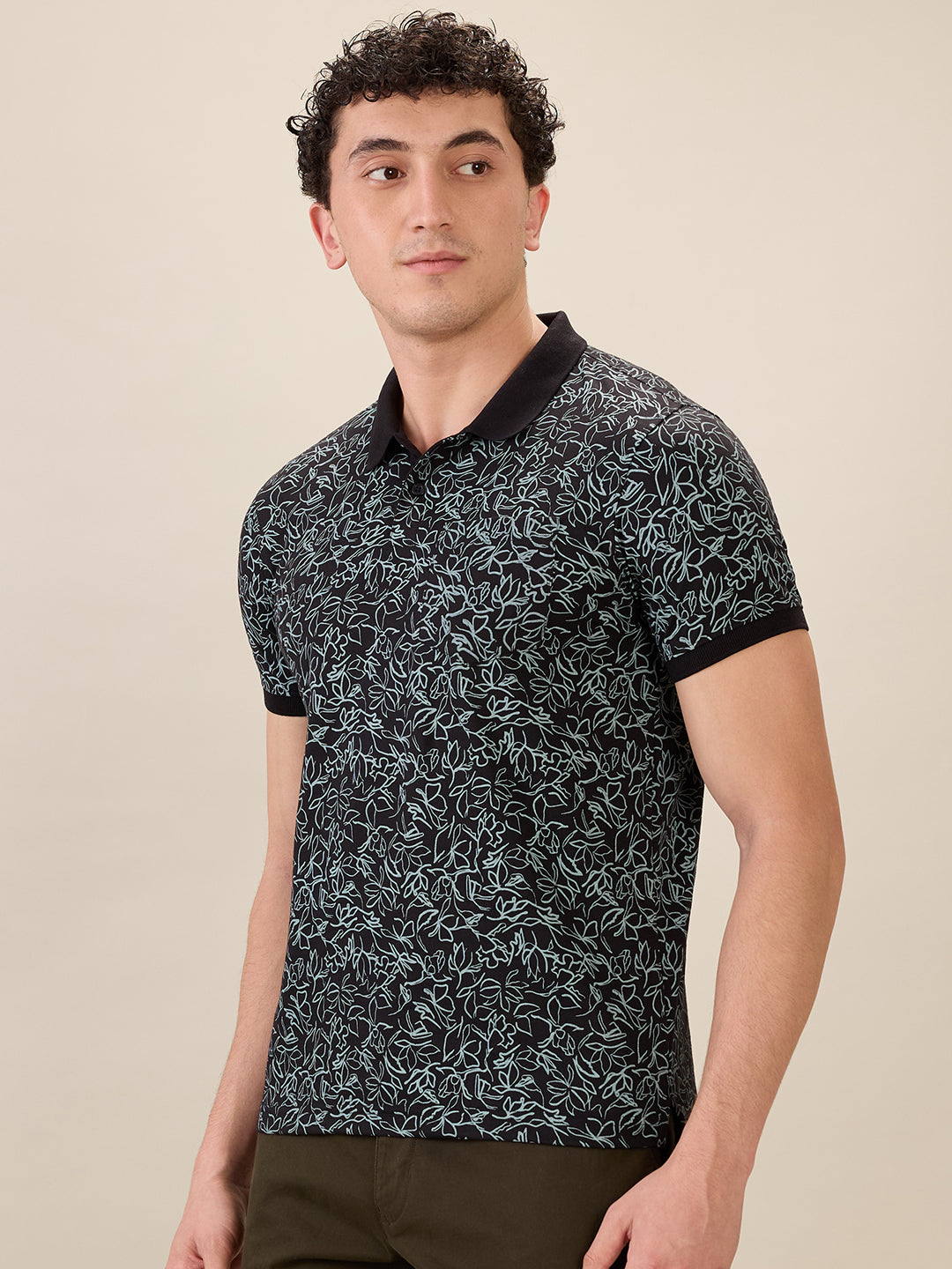 Parx Men Black Printed Regular Fit Cotton Blend Half Sleeve T-Shirt