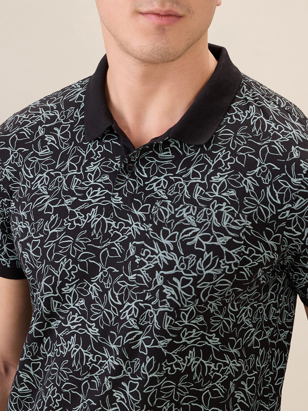 Parx Men Black Printed Regular Fit Cotton Blend Half Sleeve T-Shirt