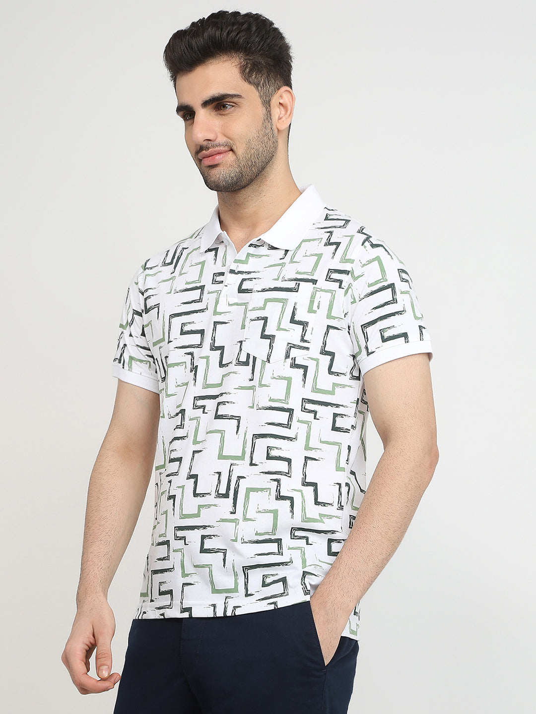 Parx Men White Printed Regular Fit Cotton Blend T-Shirt