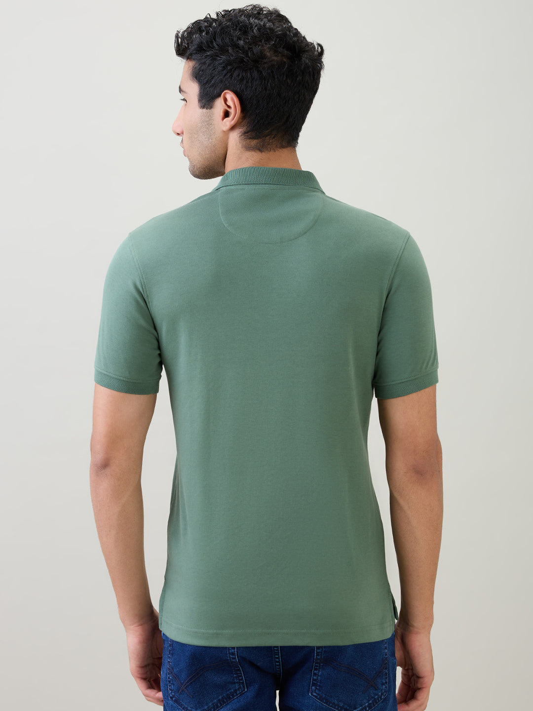 Parx Men Green Solid Regular Fit Cotton Half Sleeve T-Shirt