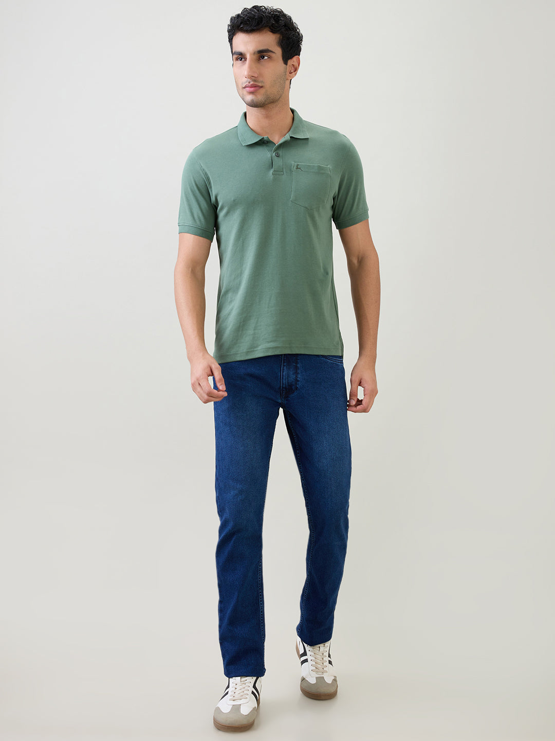 Parx Men Green Solid Regular Fit Cotton Half Sleeve T-Shirt